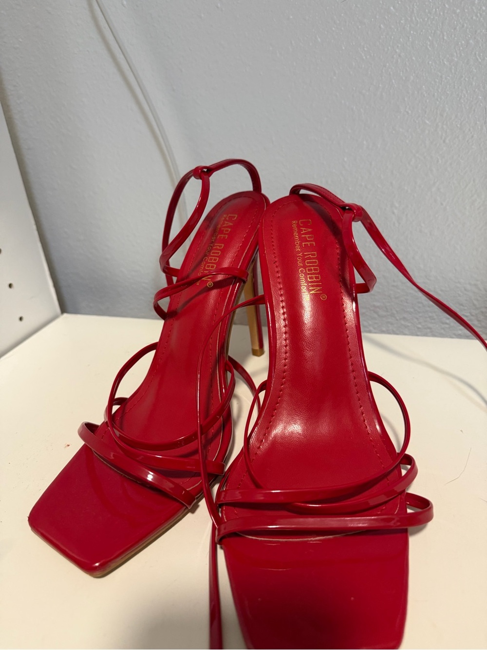 Cape Robbin Red Strappy Square-Toe High Heels